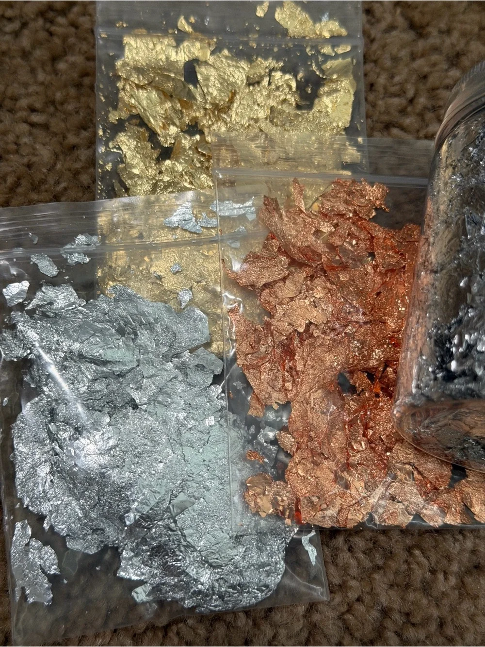 Metallic Gold Silver Leaf Flakes & Flowers Resin Glass & Charms DIY Crafting